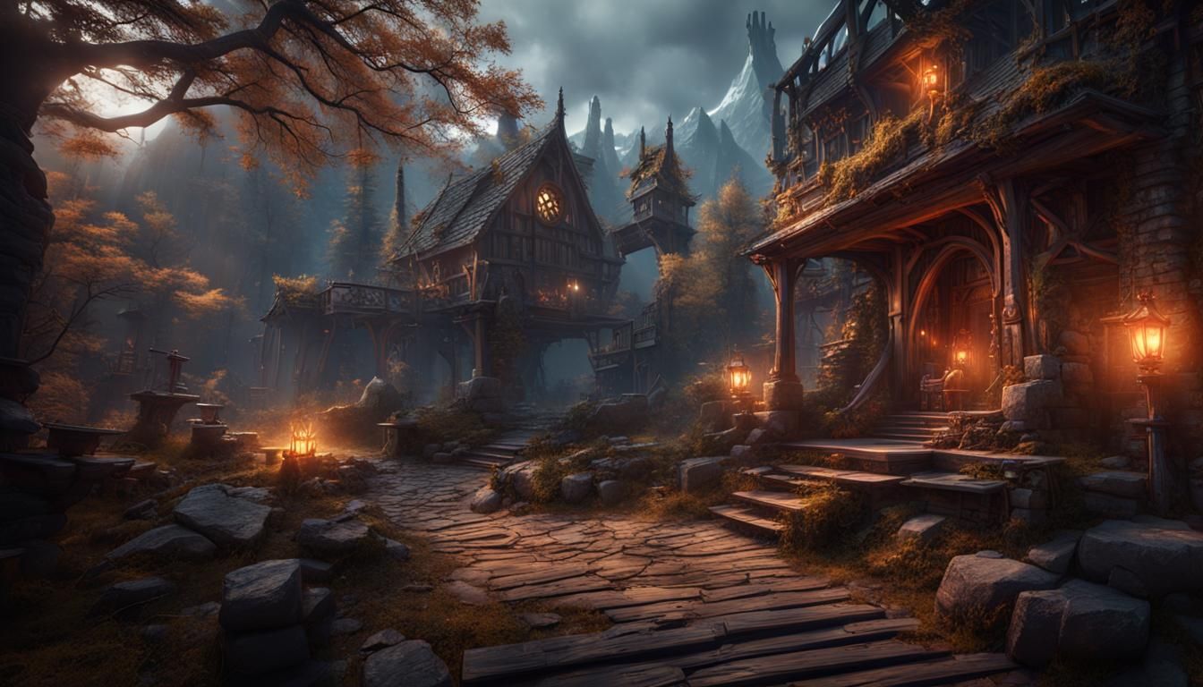 Gamer Immersed in The Witcher: Fantasy Concept Art
