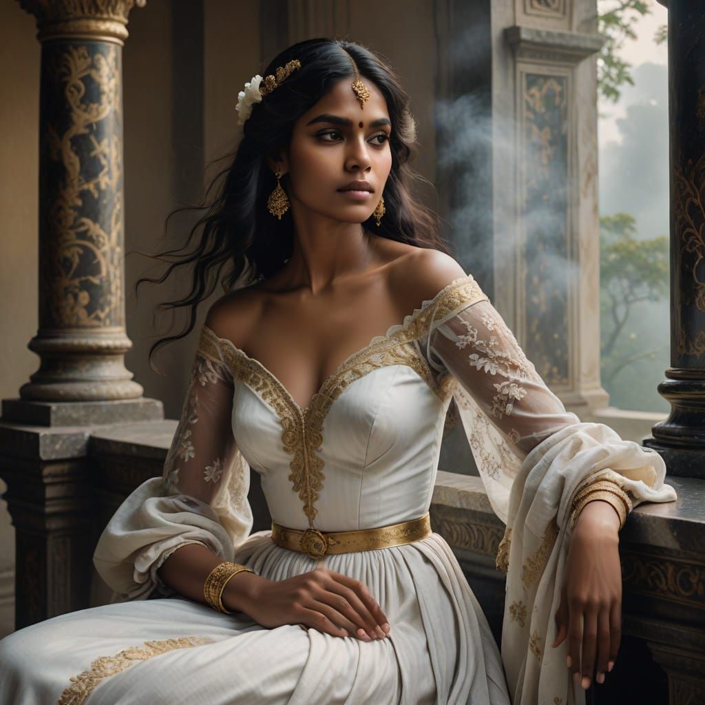 Ethereal Sri Lankan Woman in Renaissance Style