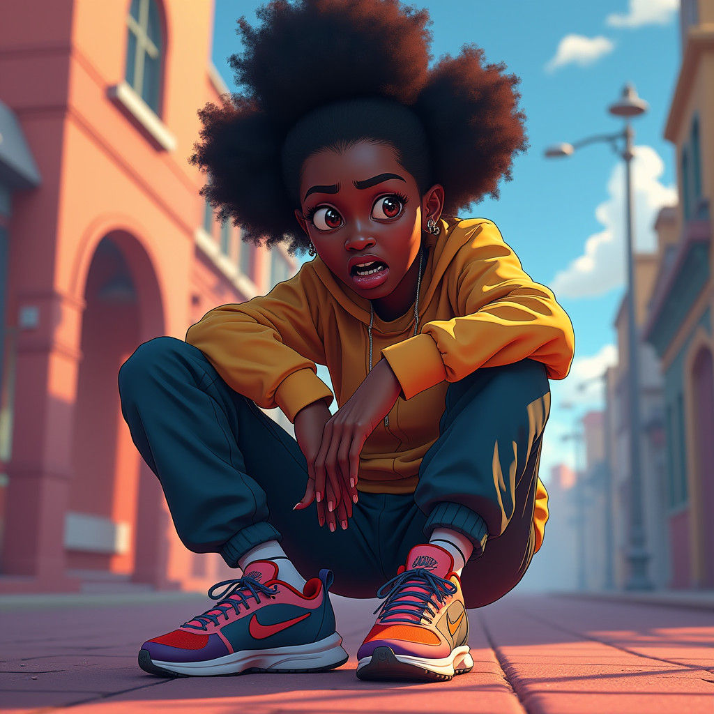 Anxious African Woman in Dreamlike Unreal Engine Scene