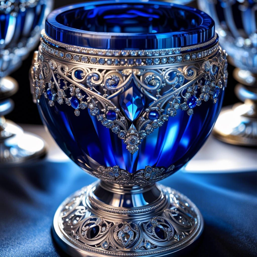 Sapphire Goblet Airbrush Art with Glitter