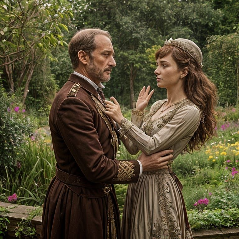 Romantic Garden Dance: A Digital Painting