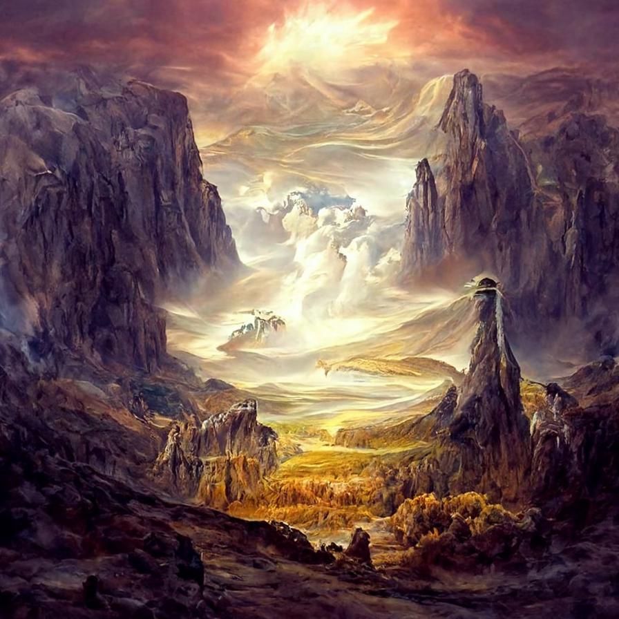 Alien Wilderness: Dreamlike Landscape with Soaring Cliffs