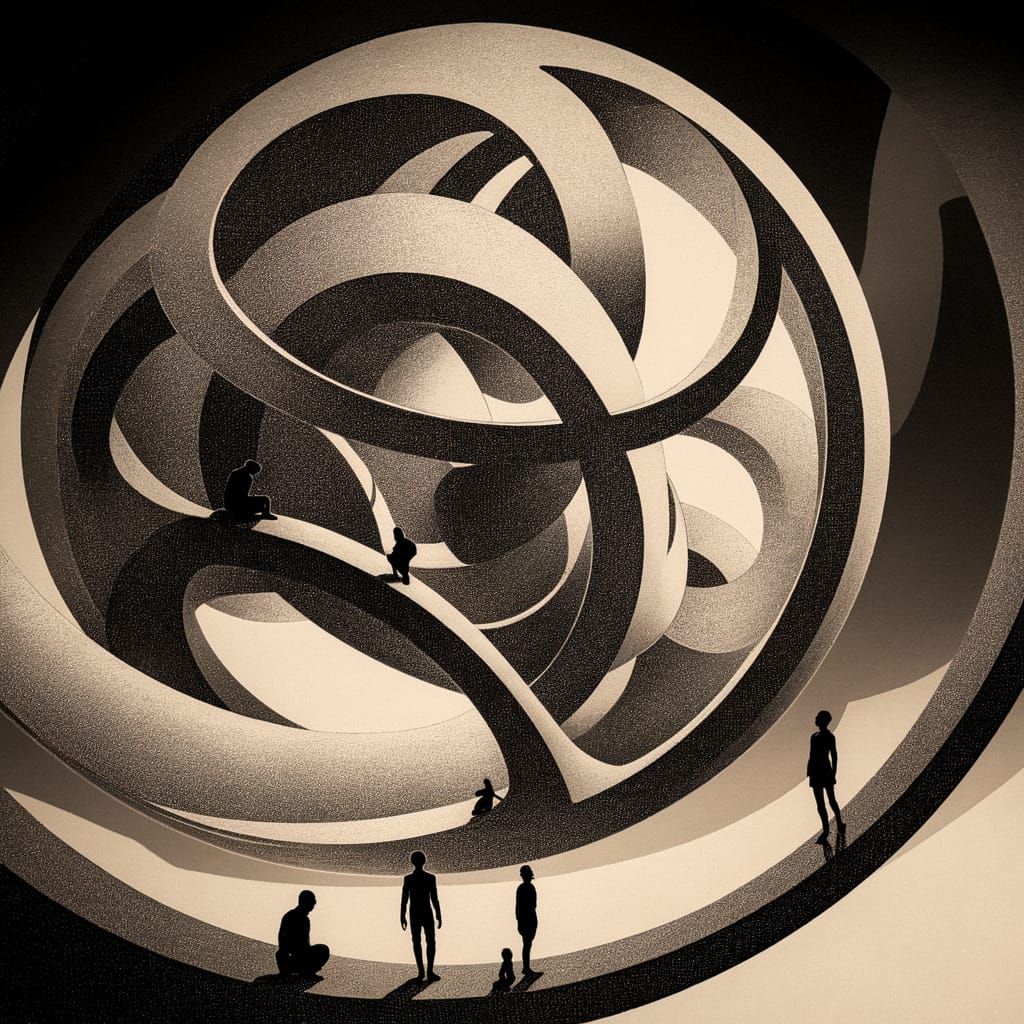 Elegant Hypersphere Composition in Charcoal and Ink