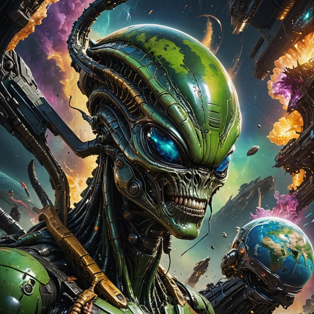 Hyperrealistic Alien Invasion with Advanced Technology