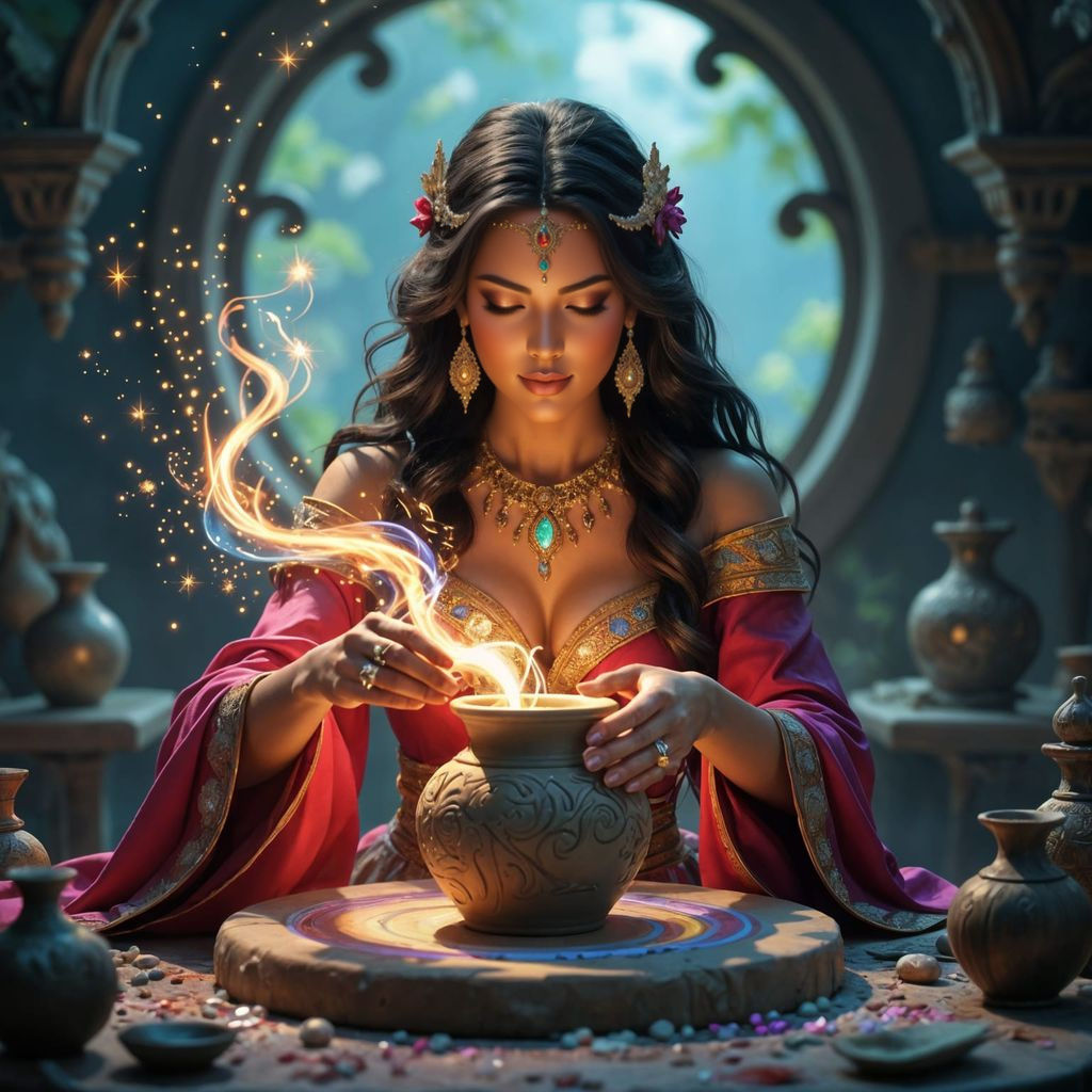 Goddess Crafts Luminous Clay Pot in Magical Studio