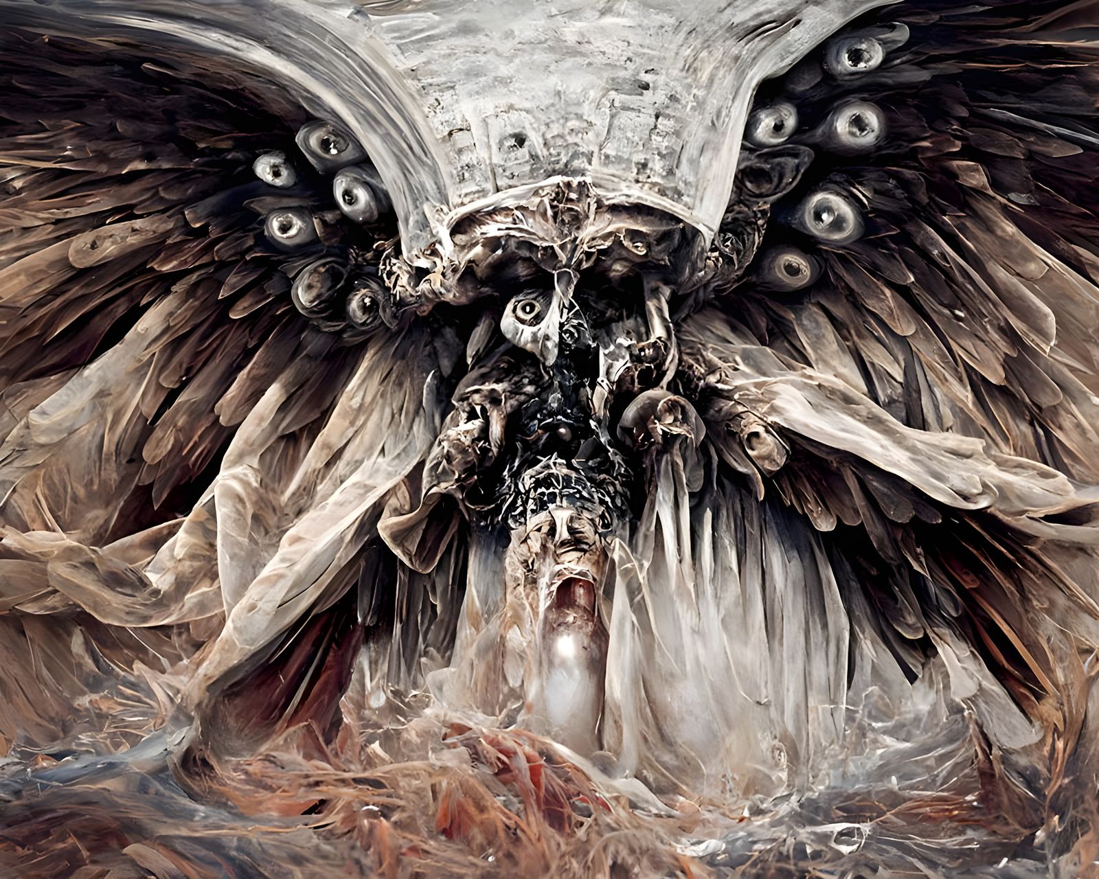 Biblical Archangel of Death in Psychedelic Horror Style