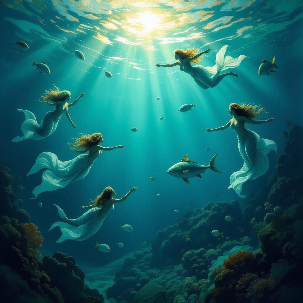 Poseidon's Aquatic Realm with Mythological Creatures