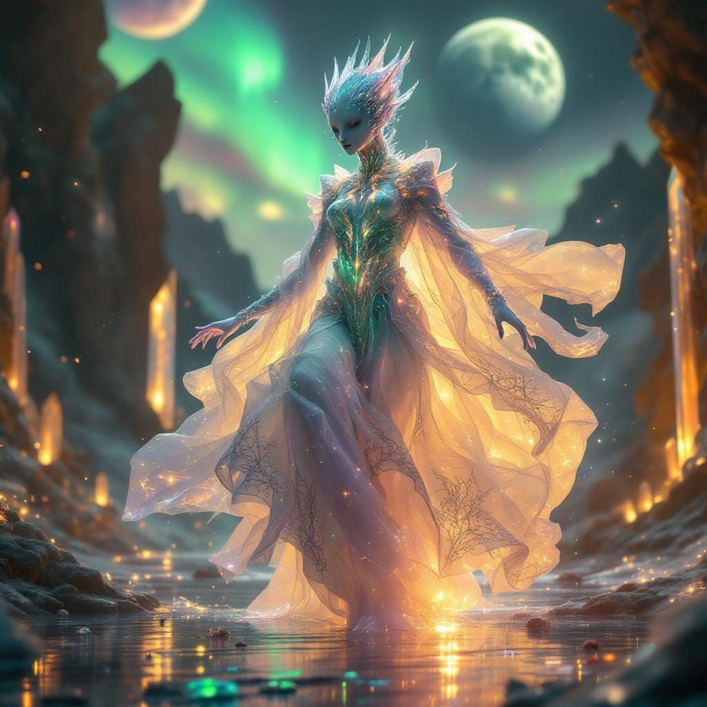 Opalescent Alien in Ceremonial Fractal Armor