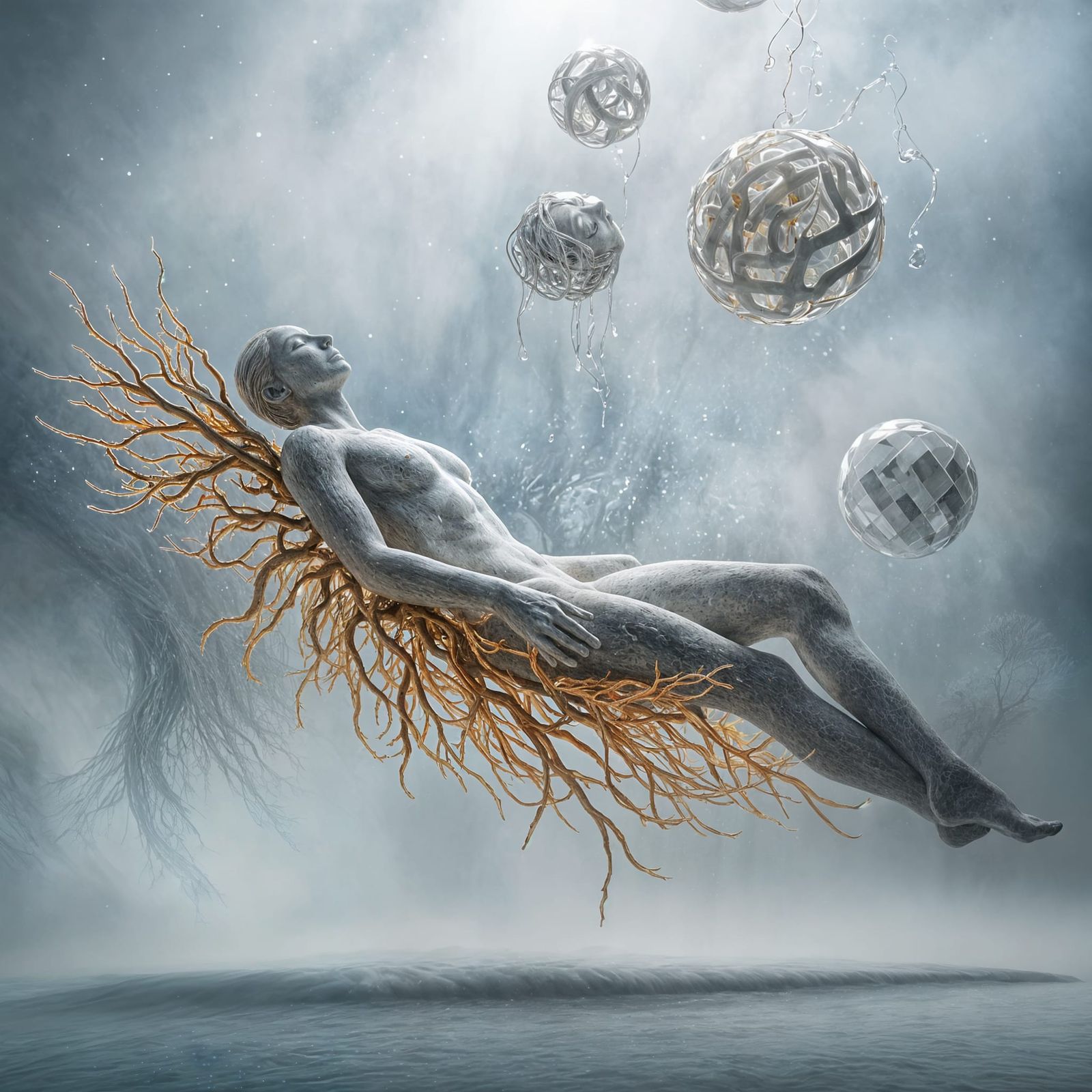 Surreal floating sculpture