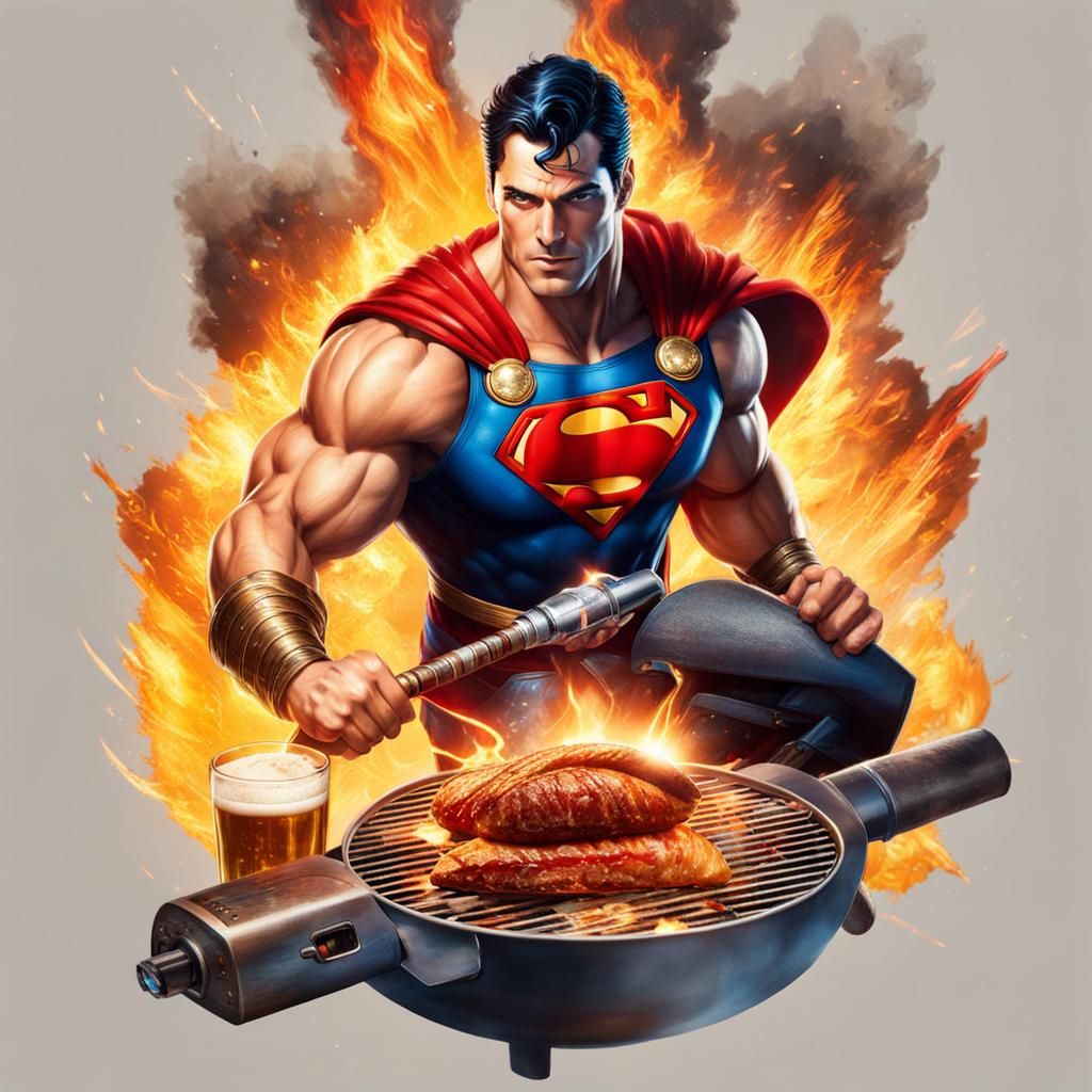 Superman Lights BBQ with Laser Vision
