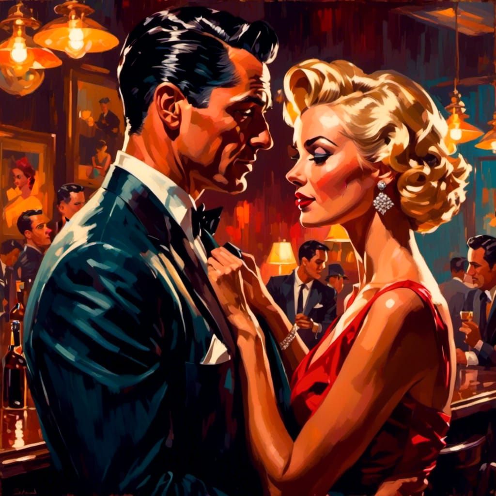 Film Noir Portrait in Impressionistic Style