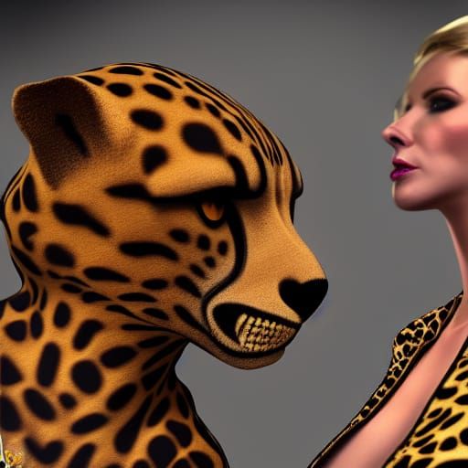 Man in Cheetah Latex: Detailed Fantasy Art
