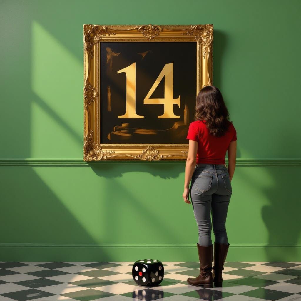 Baroque Painting of 14 and Die in Green Room