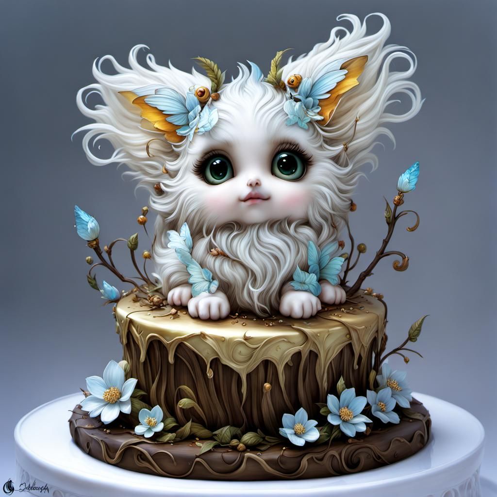 Fantasy Cake Creature Sculpture in Digital Art Style