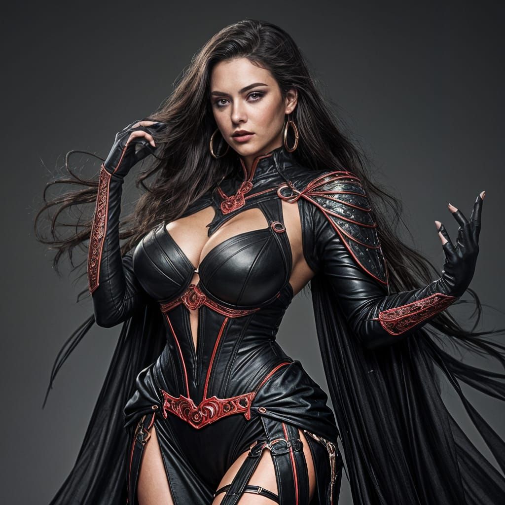 Enchanting Dark Magic Sorceress in Elegant Attire