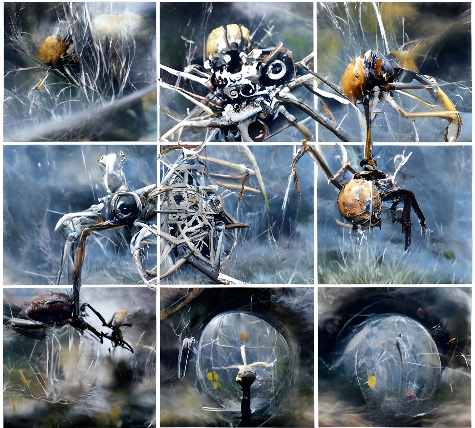 Mechanical Spider Creature in a Field