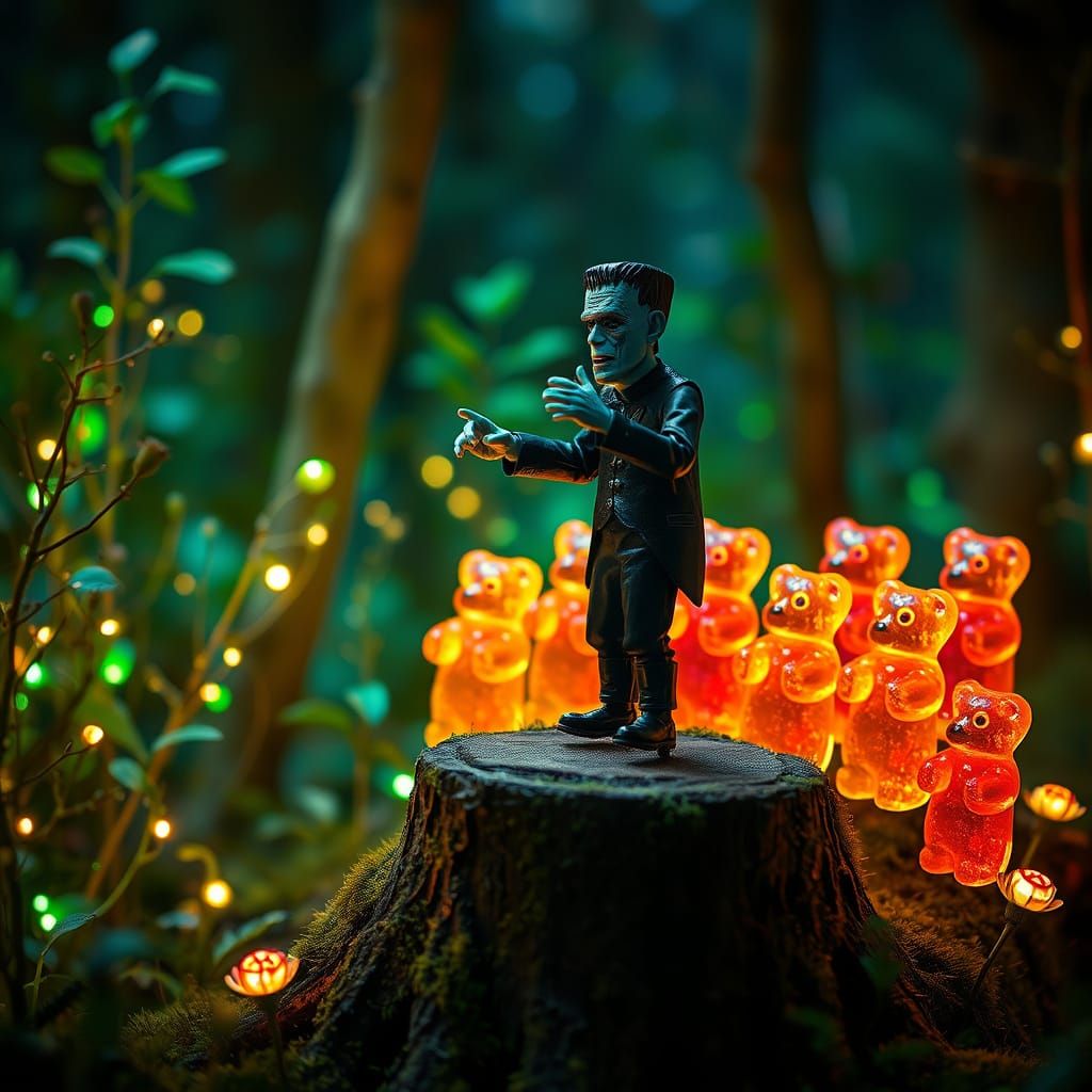Frankenstein Conducts Gummy Bear Choir in Bioluminescent For...