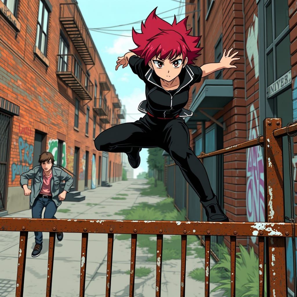 Japanese Anime-Inspired Heroine Leaps Over Fence in High-Spe...