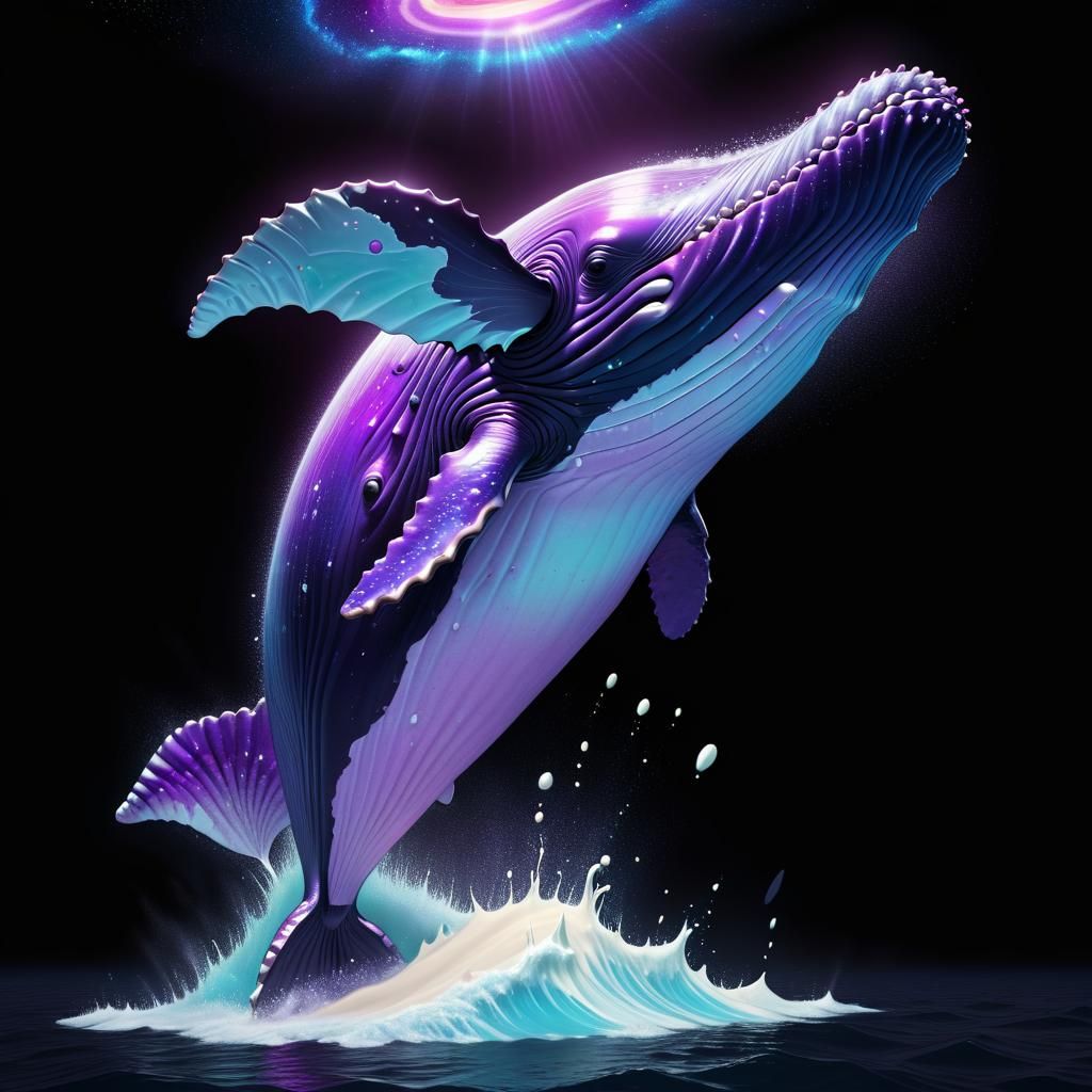Cosmic Purple Whale in Oat Milk Sea