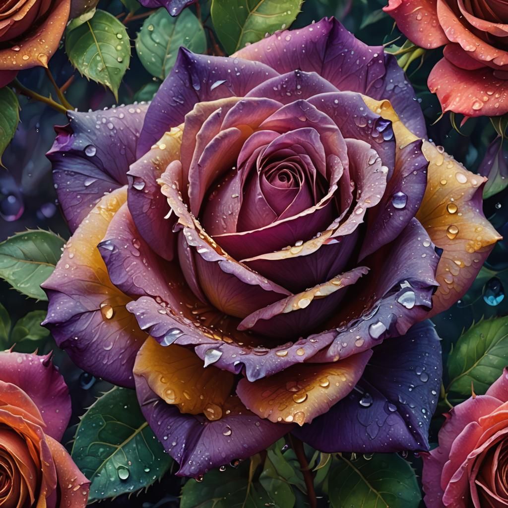 Mystical Purple Rose in Overgrown Garden