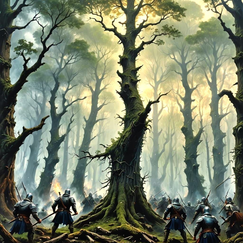 Epic Battle of Cad Goddeu: Anime-Style Tree Warriors