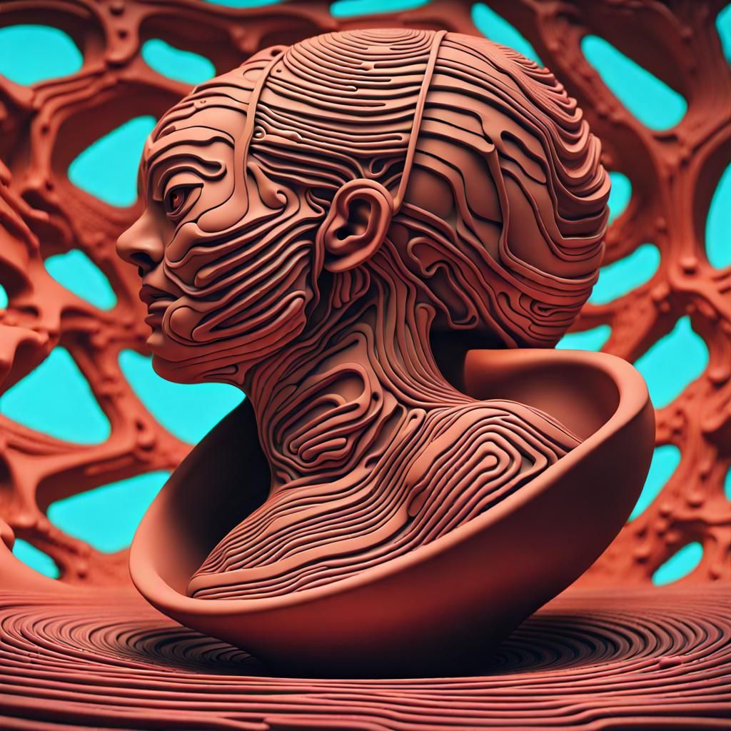 Eccentric Clay Pottery with Human Figures