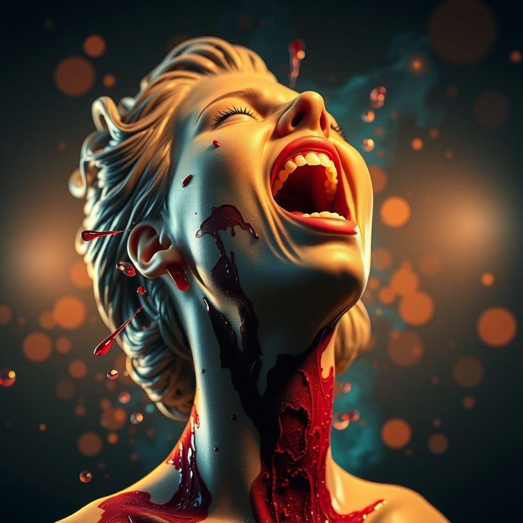 Hyperrealistic Bust of Woman in Ecstasy