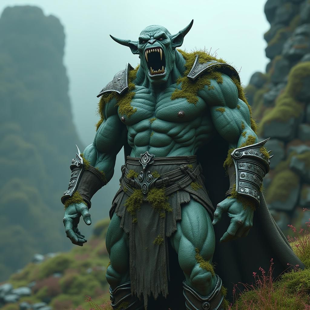 Orc Warrior Statue in Ancient Armor