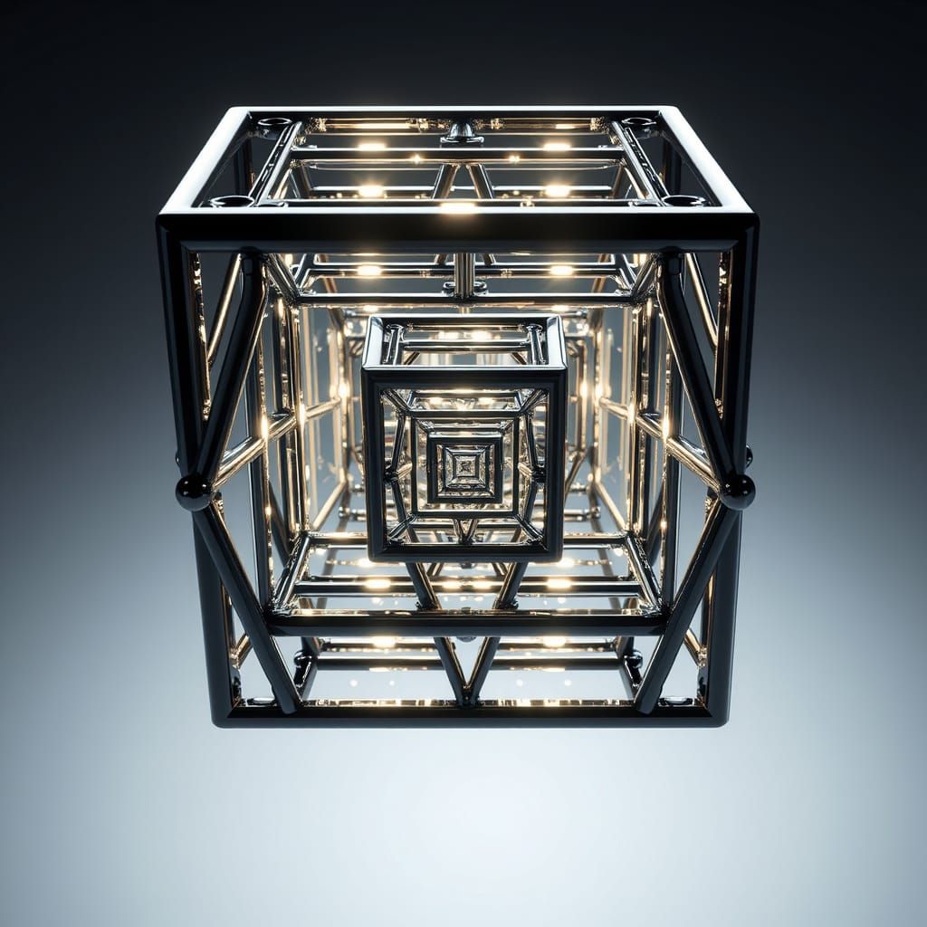 Mathematical Futurism in Black Polished Metal