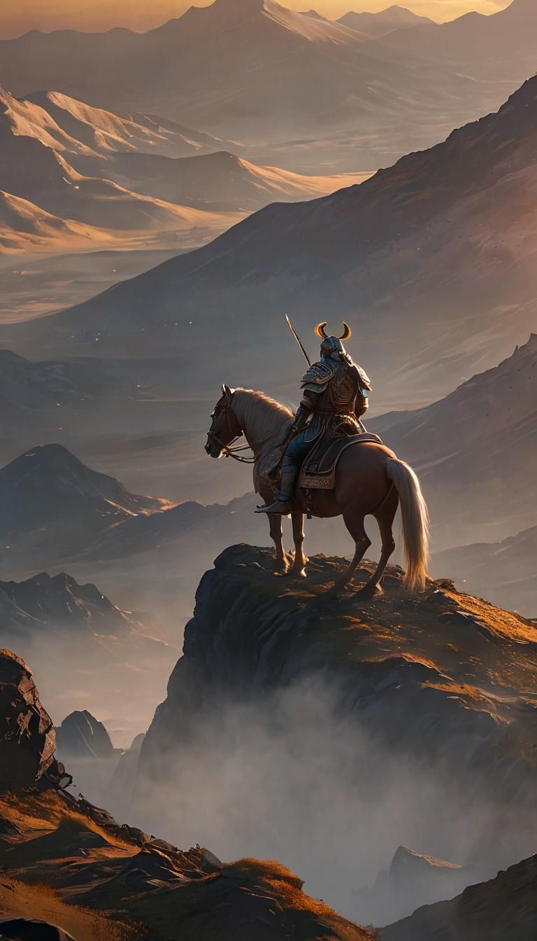 Genghis Khan Overlooking His Empire: Anime Concept Art