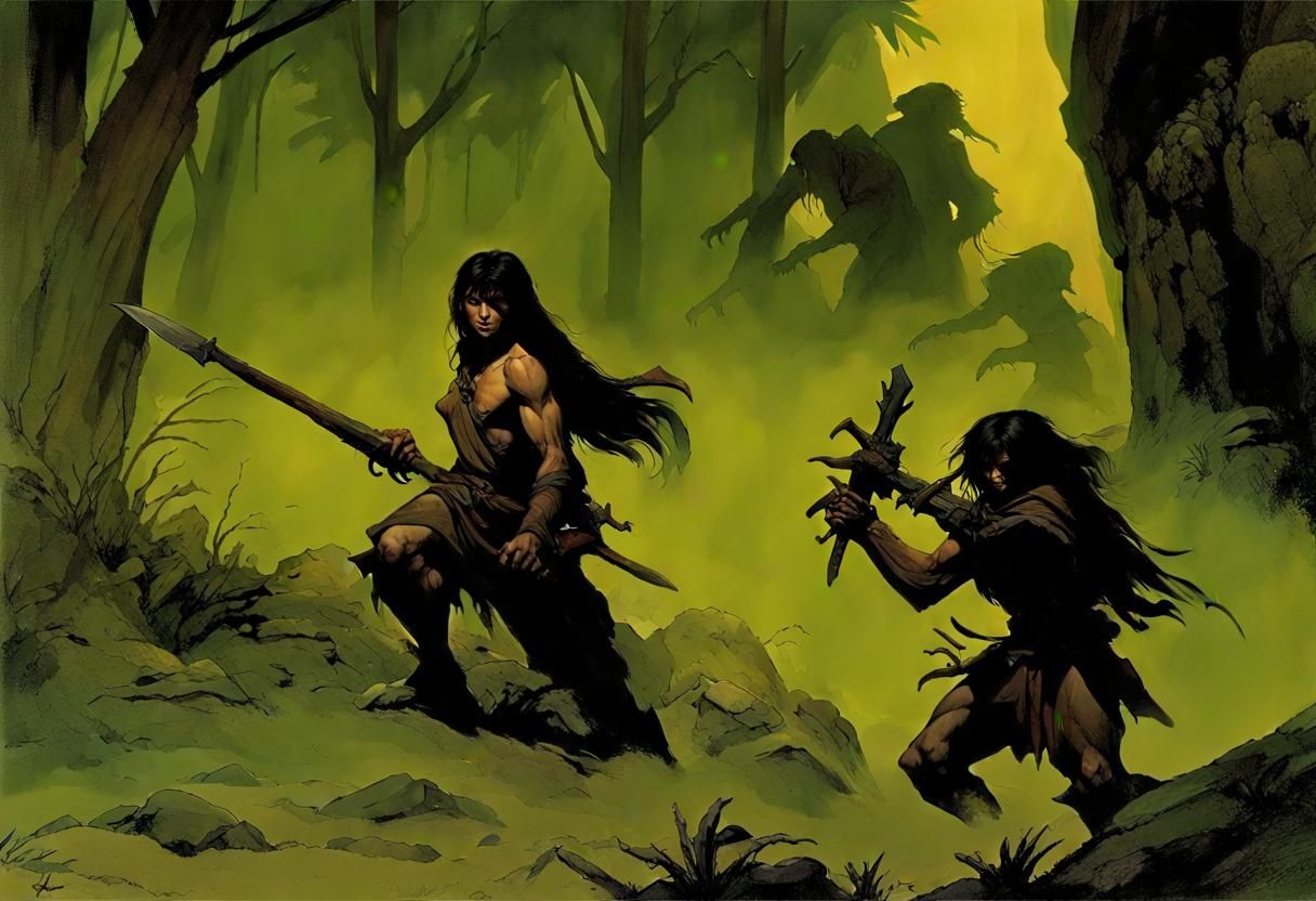 Halfling Hunters in Hostile Tropical Forest
