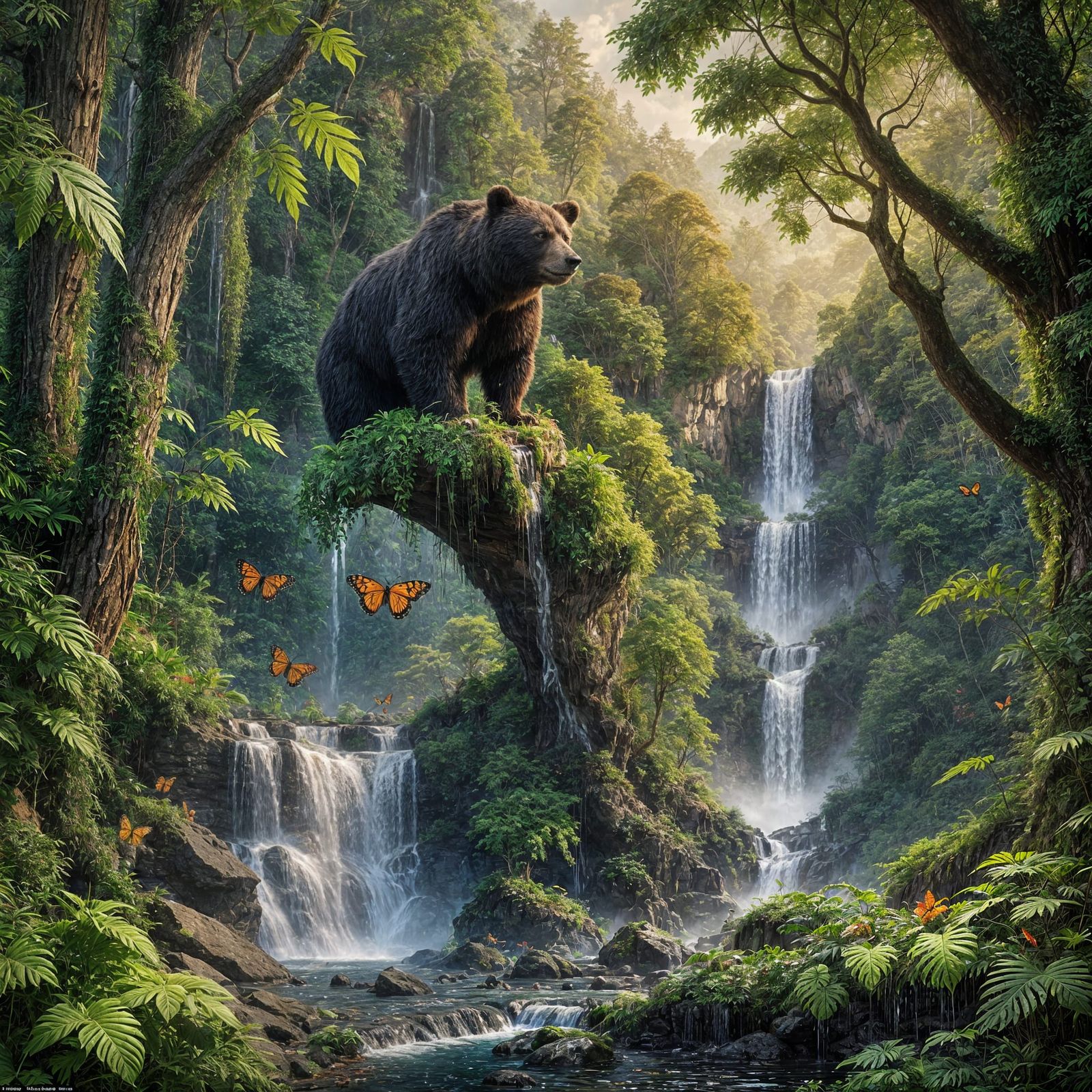 Smoky Mountain Waterfall with Wildlife and Marijuana Plants