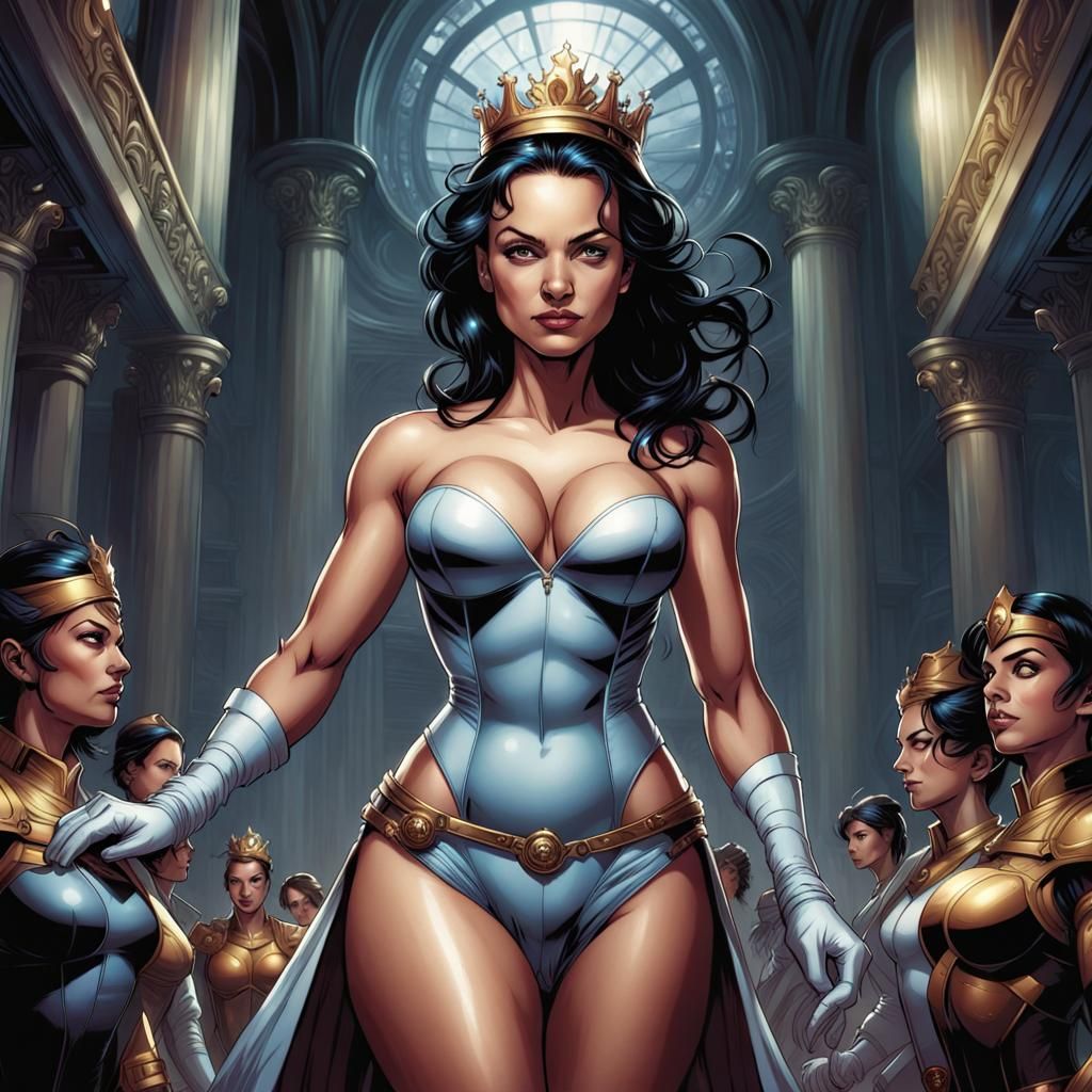 Stunning Female Queen in Comic Book Art Style