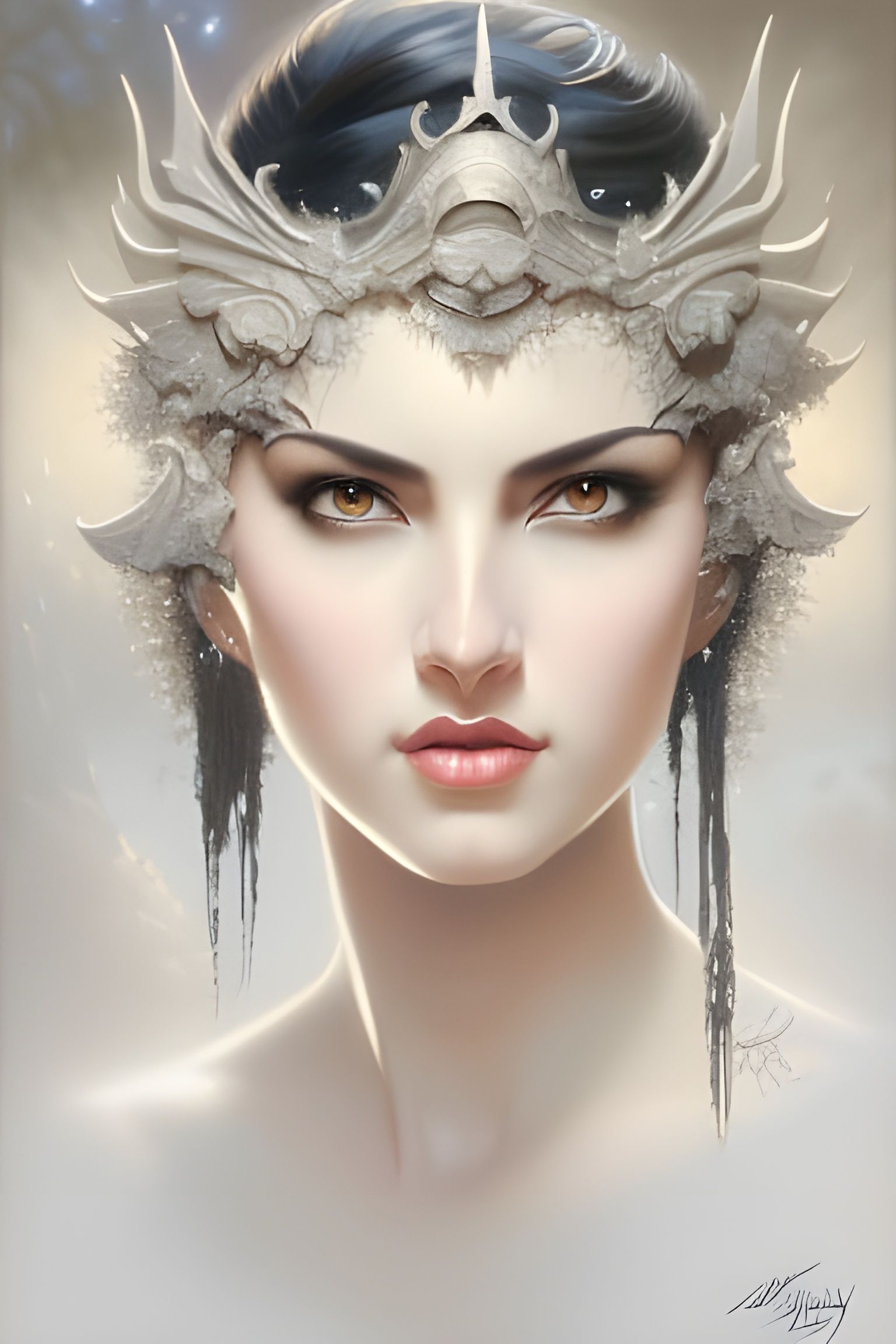 Ethereal Black and White Portrait of an Attractive Woman