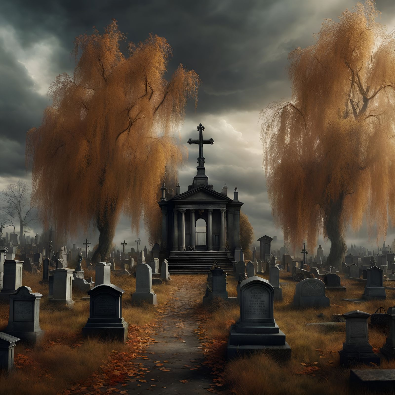 Epic 18th Century Cemetery in Autumnal Grief