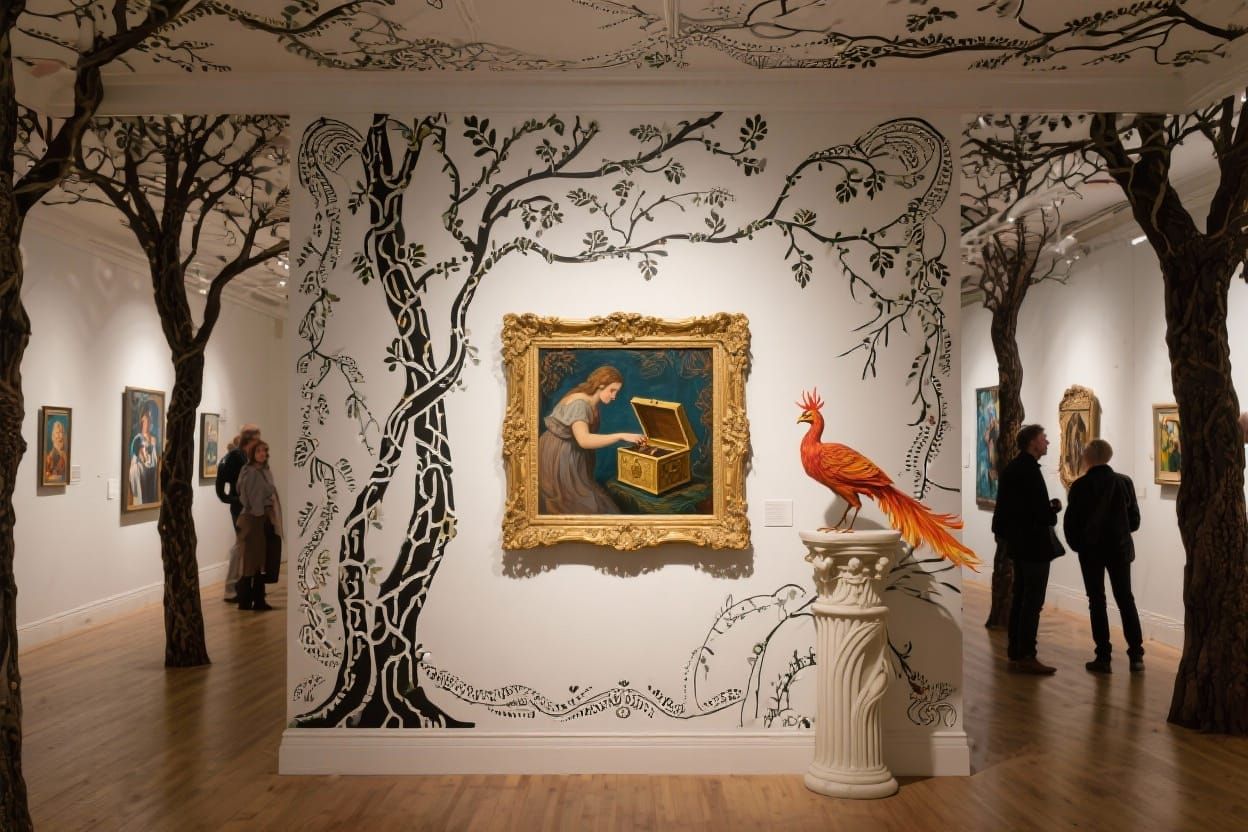 Pandora's Box Oil Painting in Ornate Art Deco Gallery