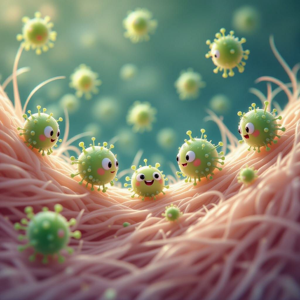 Microscopic Germs Play Hide and Seek on Hair Strand