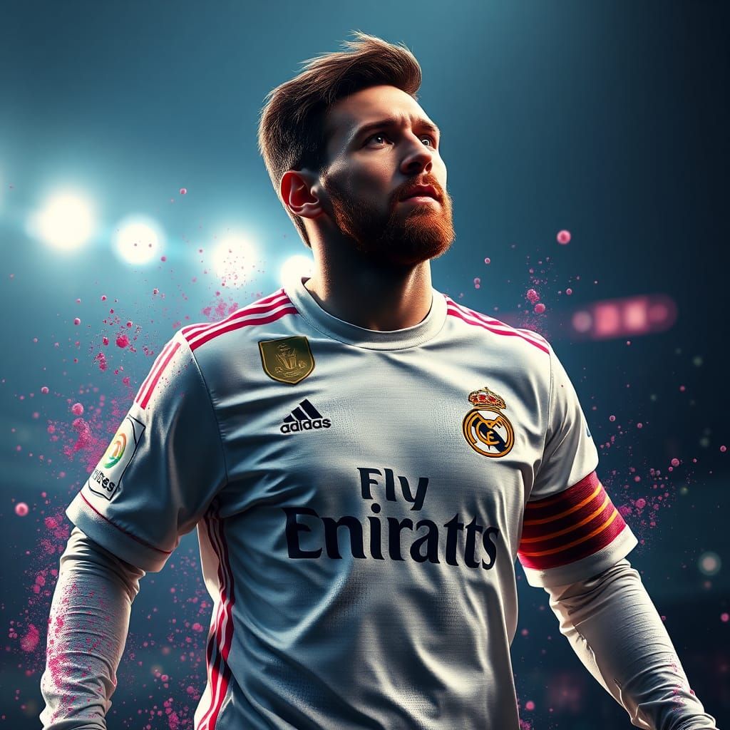 Lionel Messi in Real Madrid Jersey
