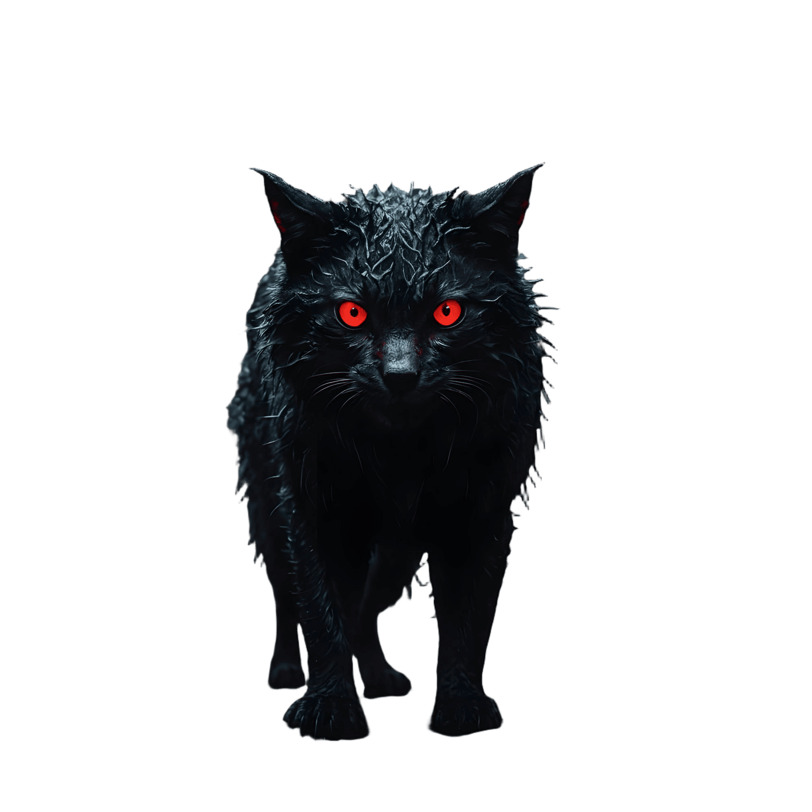 Glowing Red Eyes in Dark Forest: 8K Photography