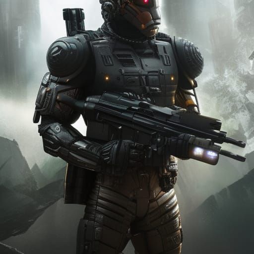 Menacing Alien Cyborg Soldier in Active Camo
