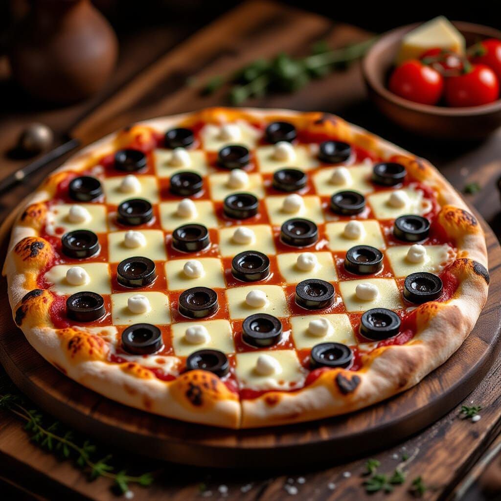 Checkerboard Pizza: A Culinary Game in Photorealistic Style