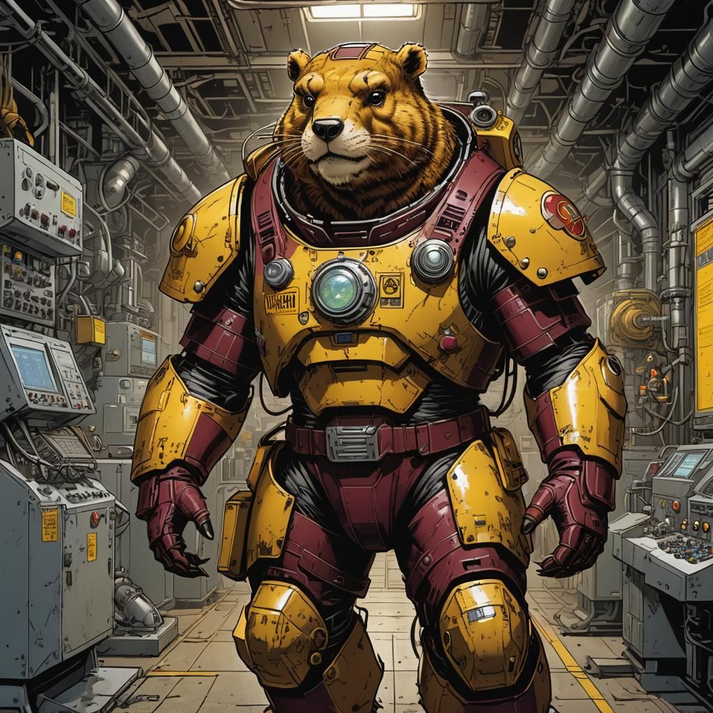 Armored Gopher Nuclear Engineer in Comic Book Style