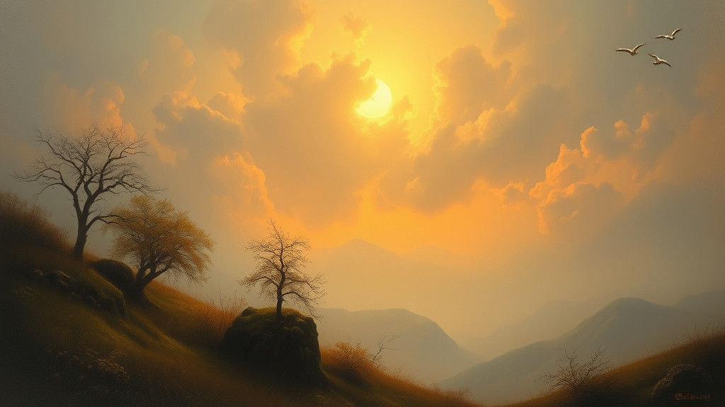 Ethereal Fantasy Landscape in Atmospheric Oil Painting Style
