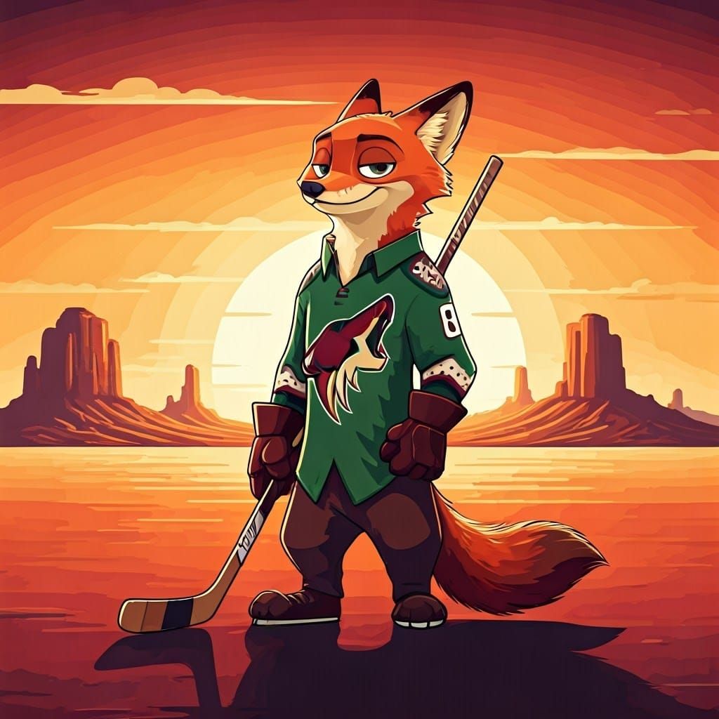 Charming Fox Coyote Hockey Team Logo