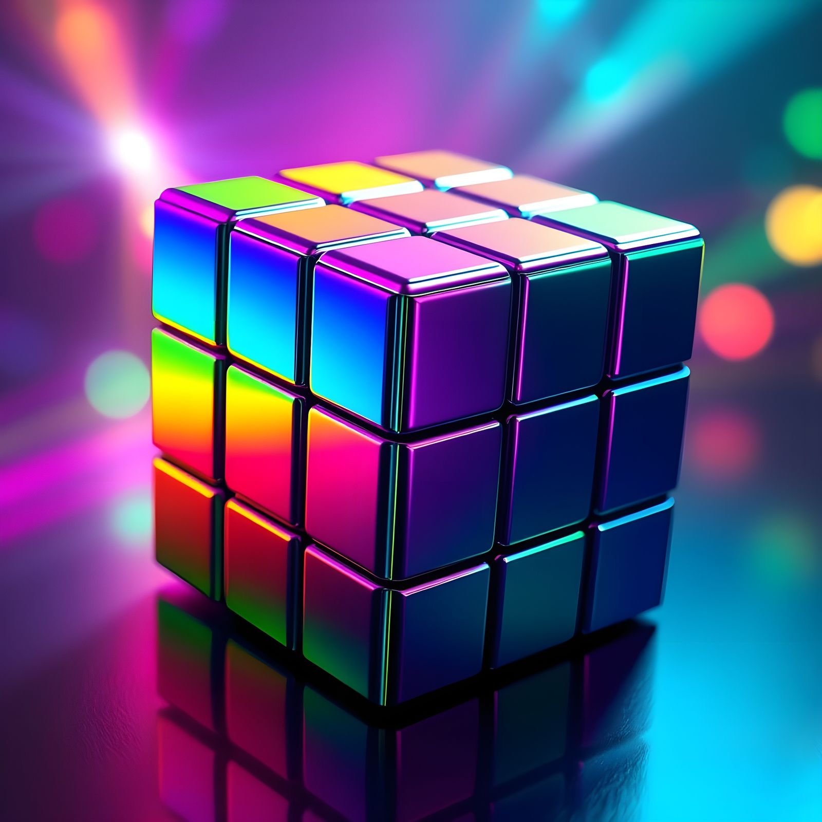 Rainbow Rubik's Cube in Hyperdetailed 8K