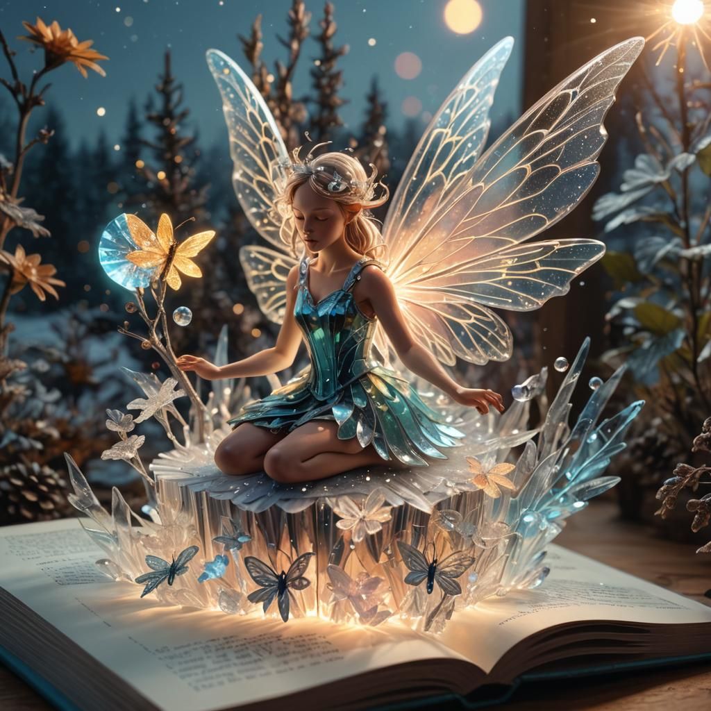 Crystal Fairy in Magical Pop-Up Book: Digital Art