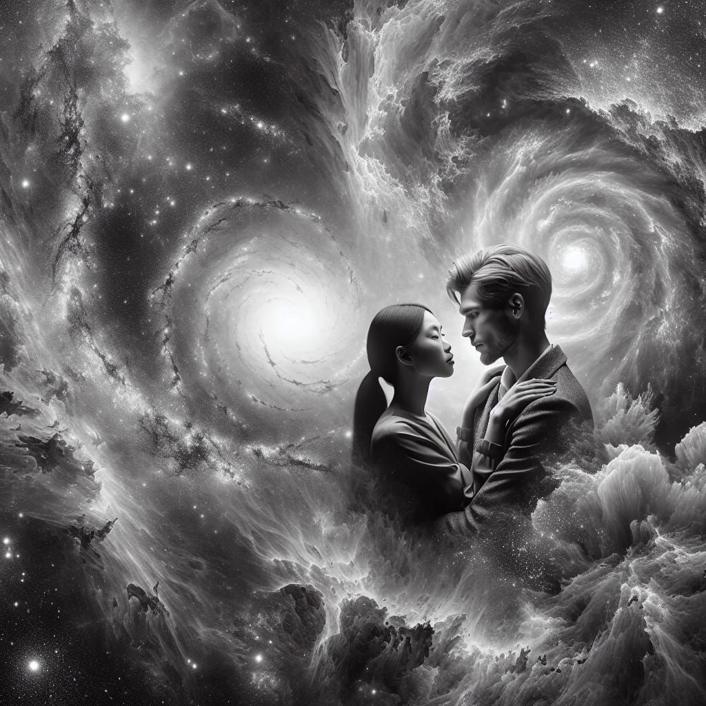 Galactic Embrace in 44 Shades of Grey