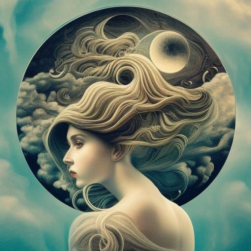 Mother Earth and Father Time in Rococo Style