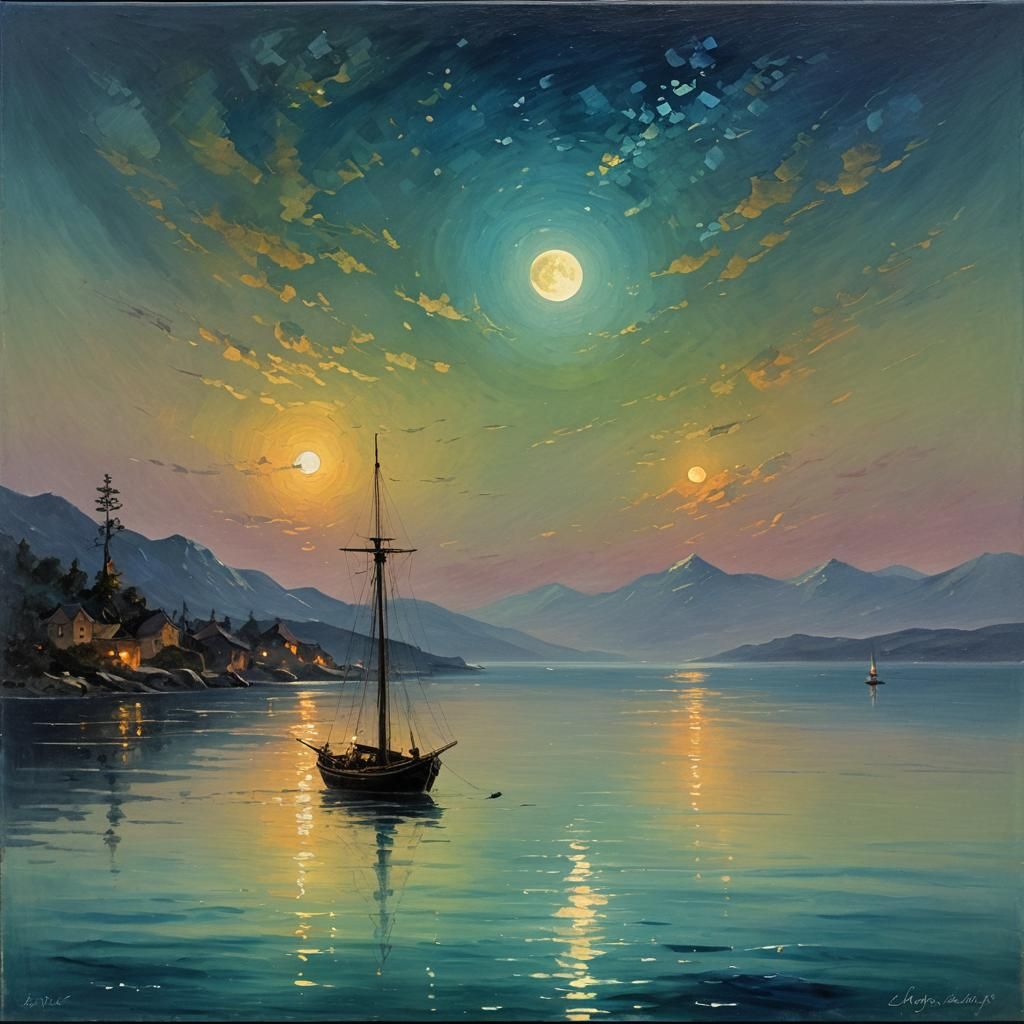 Iridescent Moonlit Sea in the Style of Aivazovsky