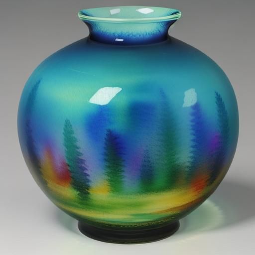 Murrano glass vase surrounded by a watercolour background